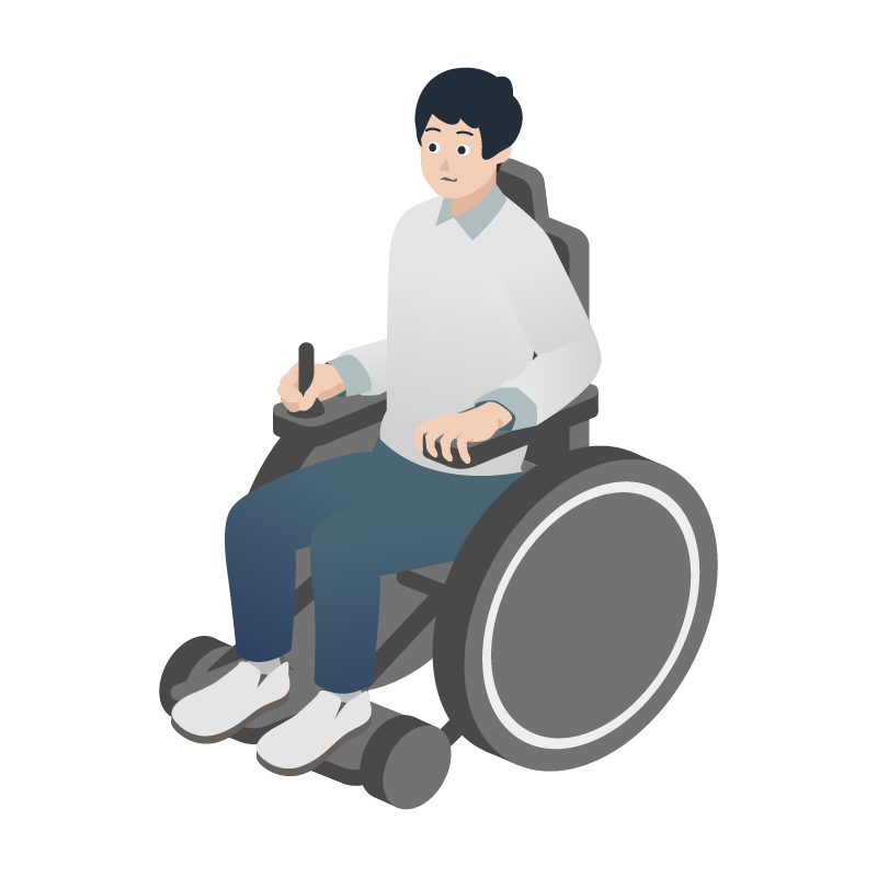 電動車椅子に乗る人のイラスト 素材