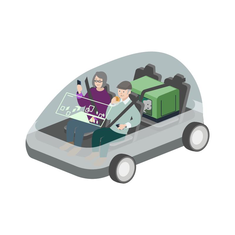 自動運転車を利用する高齢者のイラスト 素材