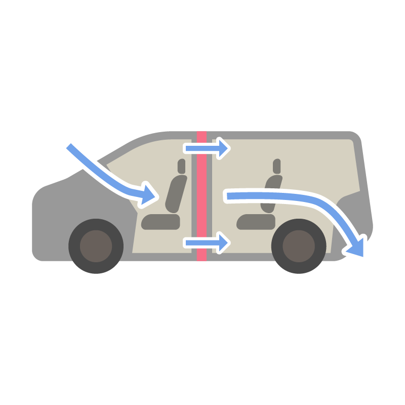 後部座席陰圧車のイラスト・素材