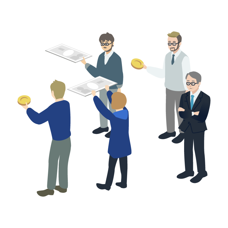 お金を払ってくれる人たちのイラスト 素材