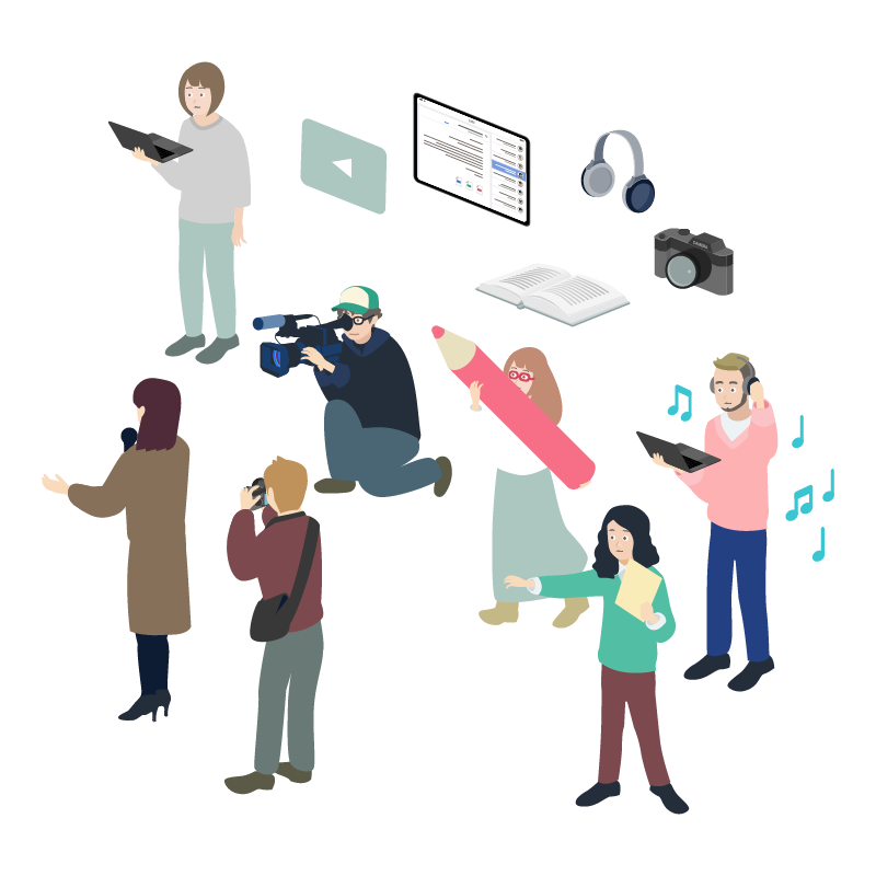 クリエイティブな人たちのイラスト 素材