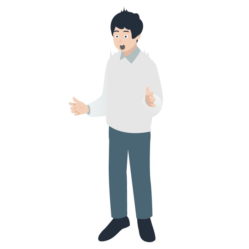 驚く白いシャツの男性のイラスト 素材