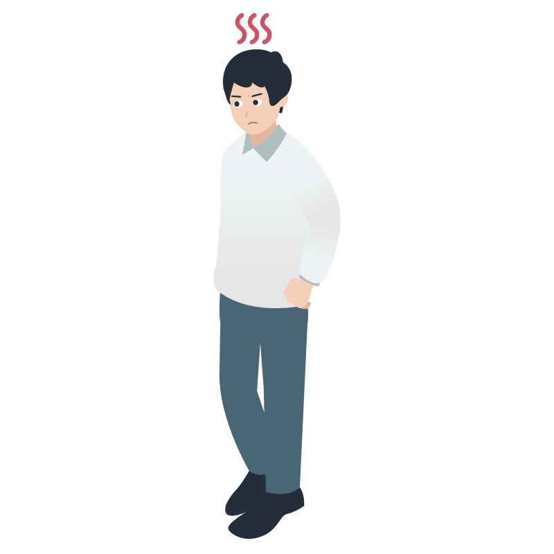 怒る白いシャツの男性 のイラスト 素材