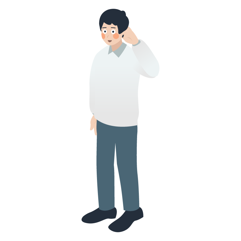 照れる白いシャツの男性の イラスト 素材