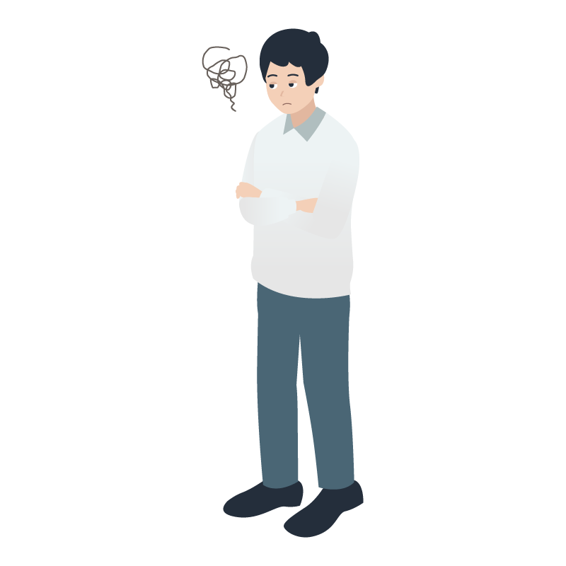 もやもやする白いシャツの男性の イラスト 素材