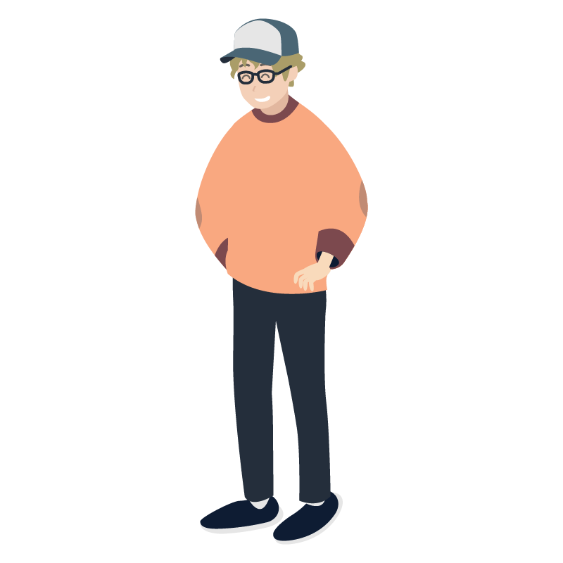 笑うメガネと帽子の男性 のイラスト 素材