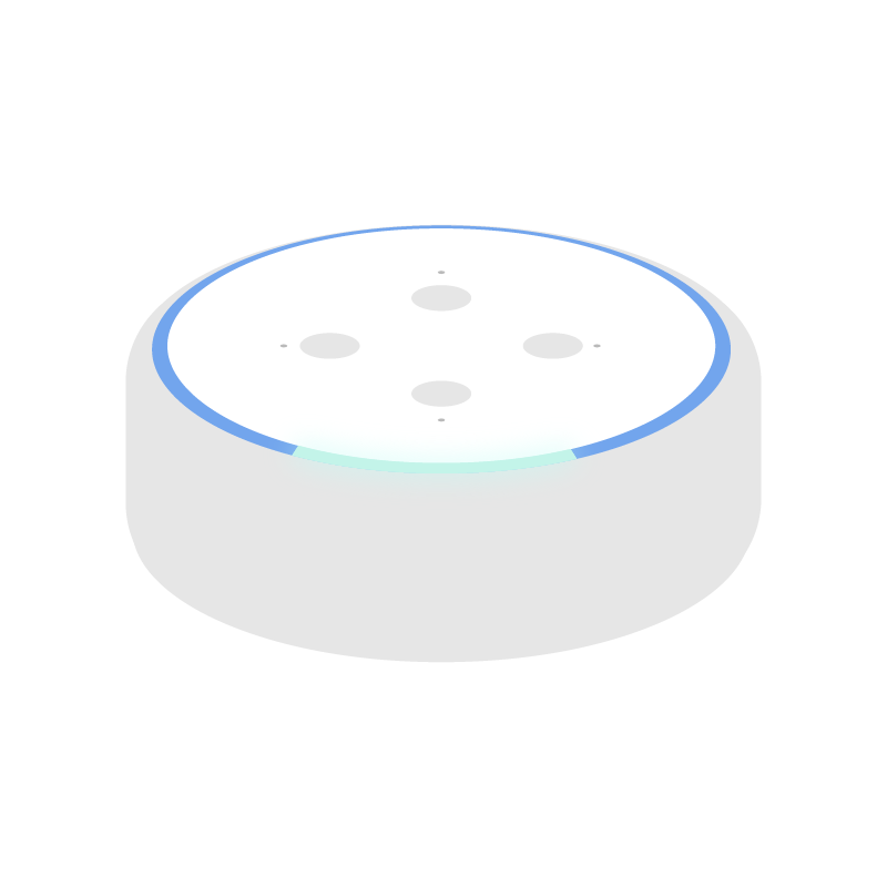 人の要望を聞いている スマートスピーカー・シロのイラスト 素材