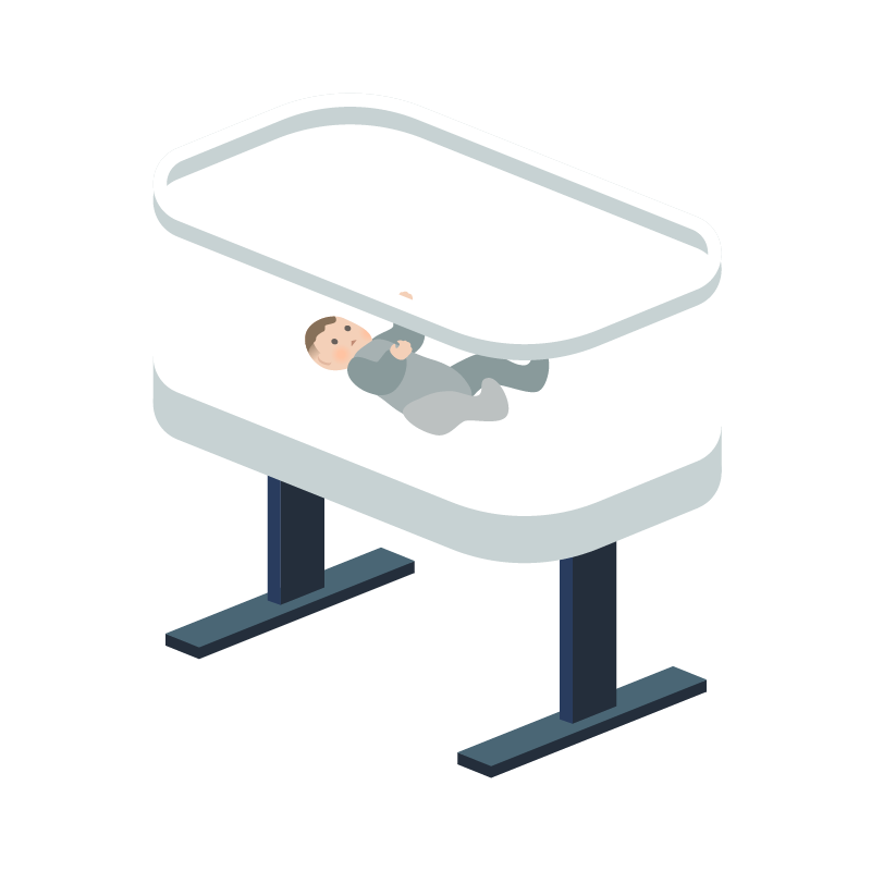 赤ちゃんとベッドのイラスト 素材