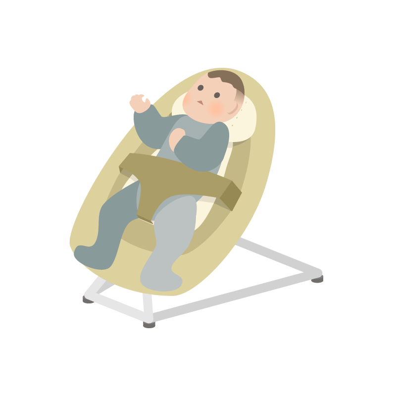 バウンサーと赤ちゃんのイラスト 素材