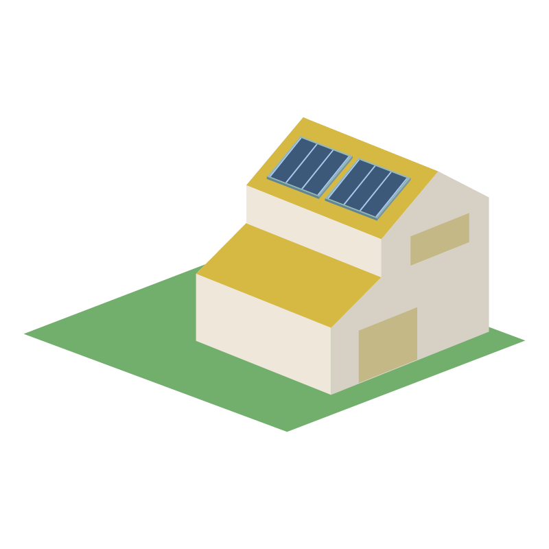 一戸建て（キイロ）のイラスト 素材