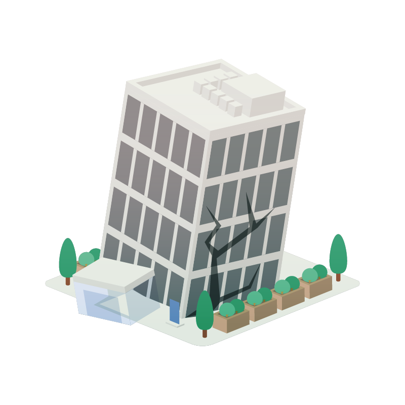 ダメージのあるビルのイラスト 素材