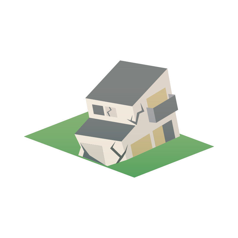 ダメージのある家のイラスト 素材