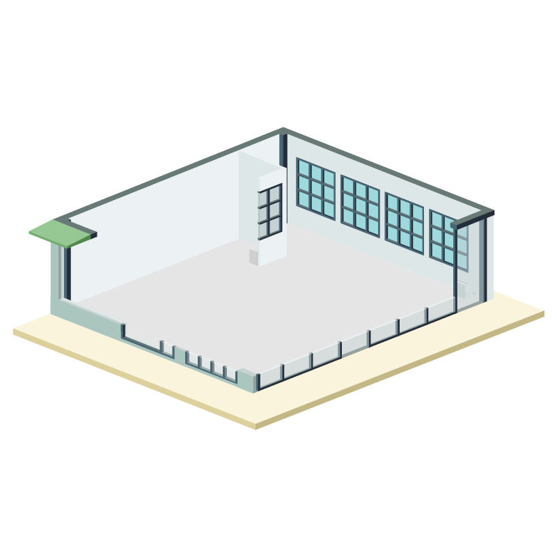 中が見える建物のイラスト 素材