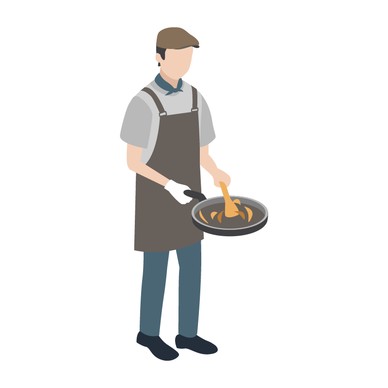 カフェ店員（キッチン）のイラスト 素材