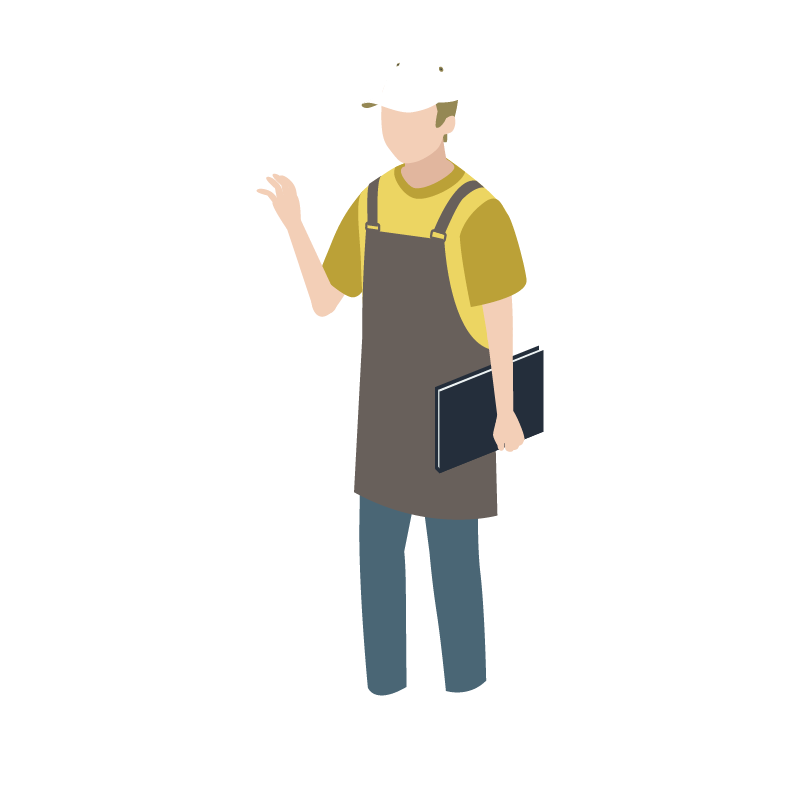 カフェ店員（案内）のイラスト 素材