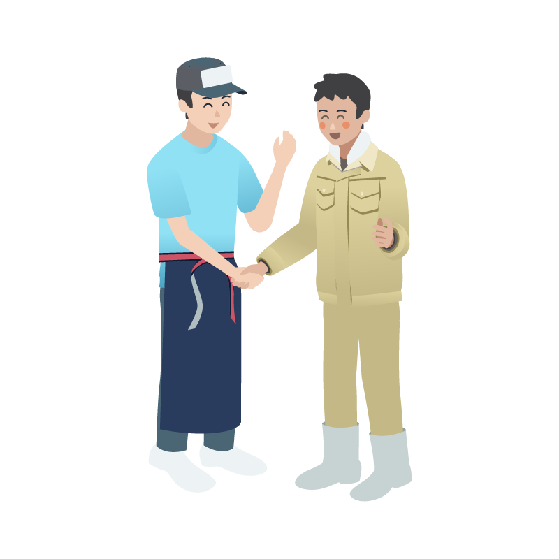 握手する農業経営者と青果店のイラスト 素材