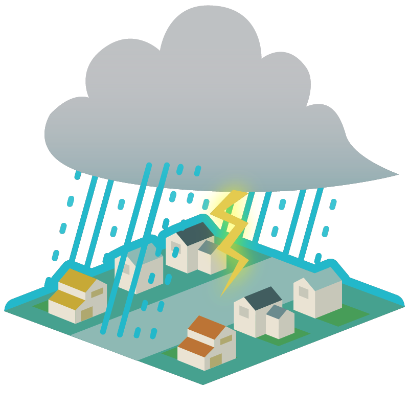 大雨・豪雨のイラスト 素材
