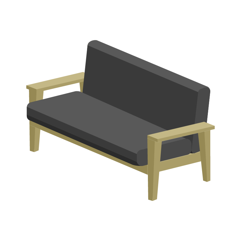 ソファー前面（クロ）のイラスト素材
