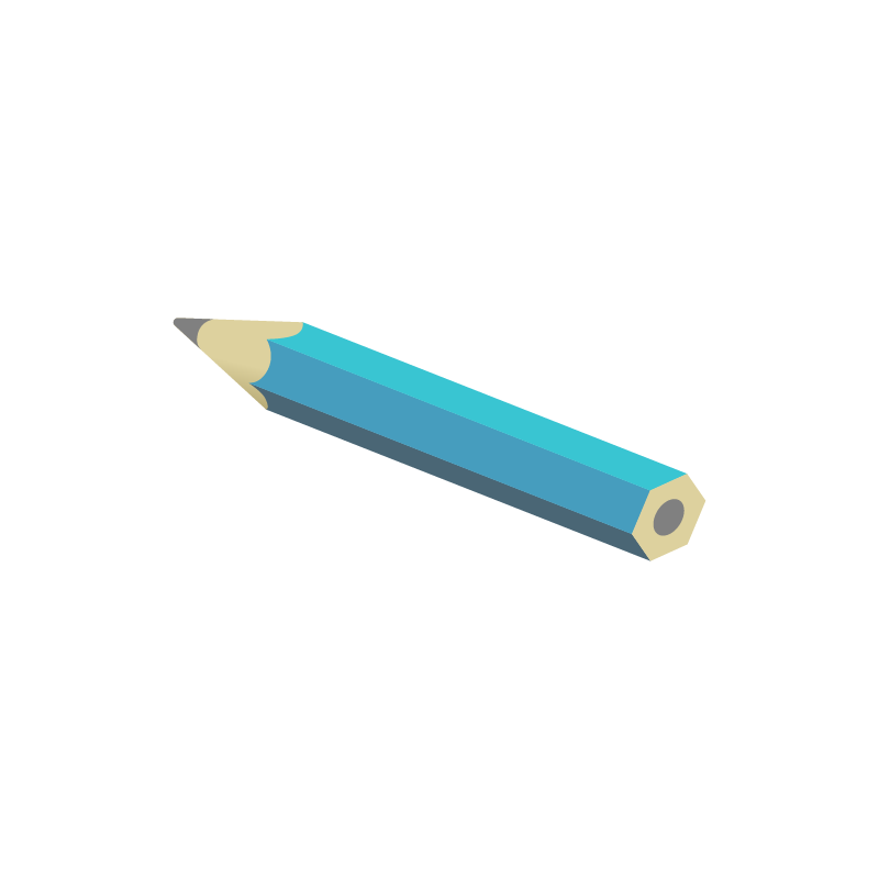 短いえんぴつ（アオ）のイラスト 素材